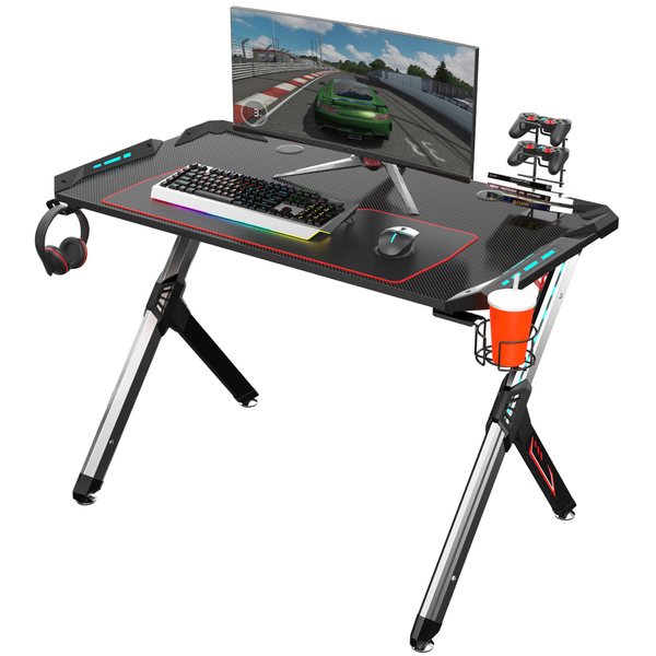 Eureka Ergonomics Gaming Computer Desk with Lighting, Z1S, Black ERK-EDK-R1S